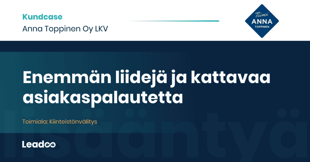 nAnna Toppinen Oy LKV Leadoo case study leadoo Testimonial