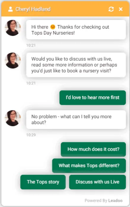 Tops day nursery chatbot 2
