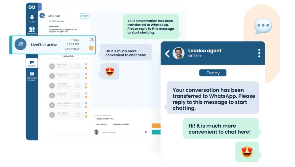 LiveChat hybrid asiakaspalvelu Leadoo asiakaspalvelulle