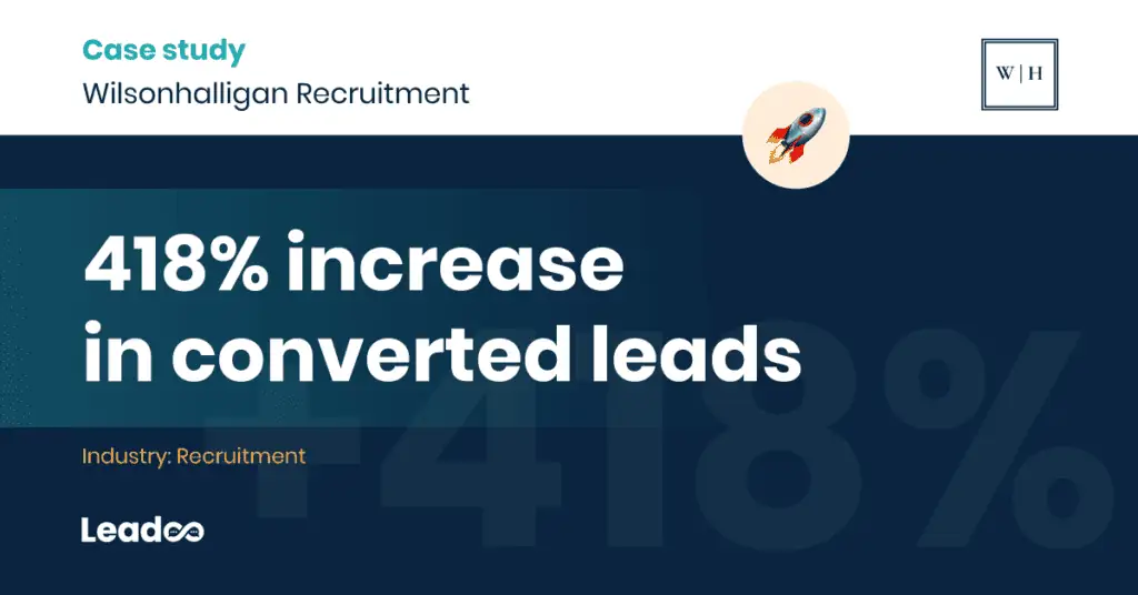 Wilsonhalligan Recruitment increase in converted leads converted leads 418% increase in converted leads in the Recruitment industry with Wilsonhalligan