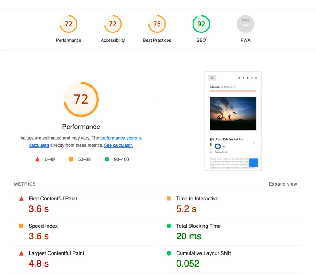 Leadoo Lighthouse score example research Leadoo’s conversion and chat tools outperform competitors - minimum impact on page speed and SEO