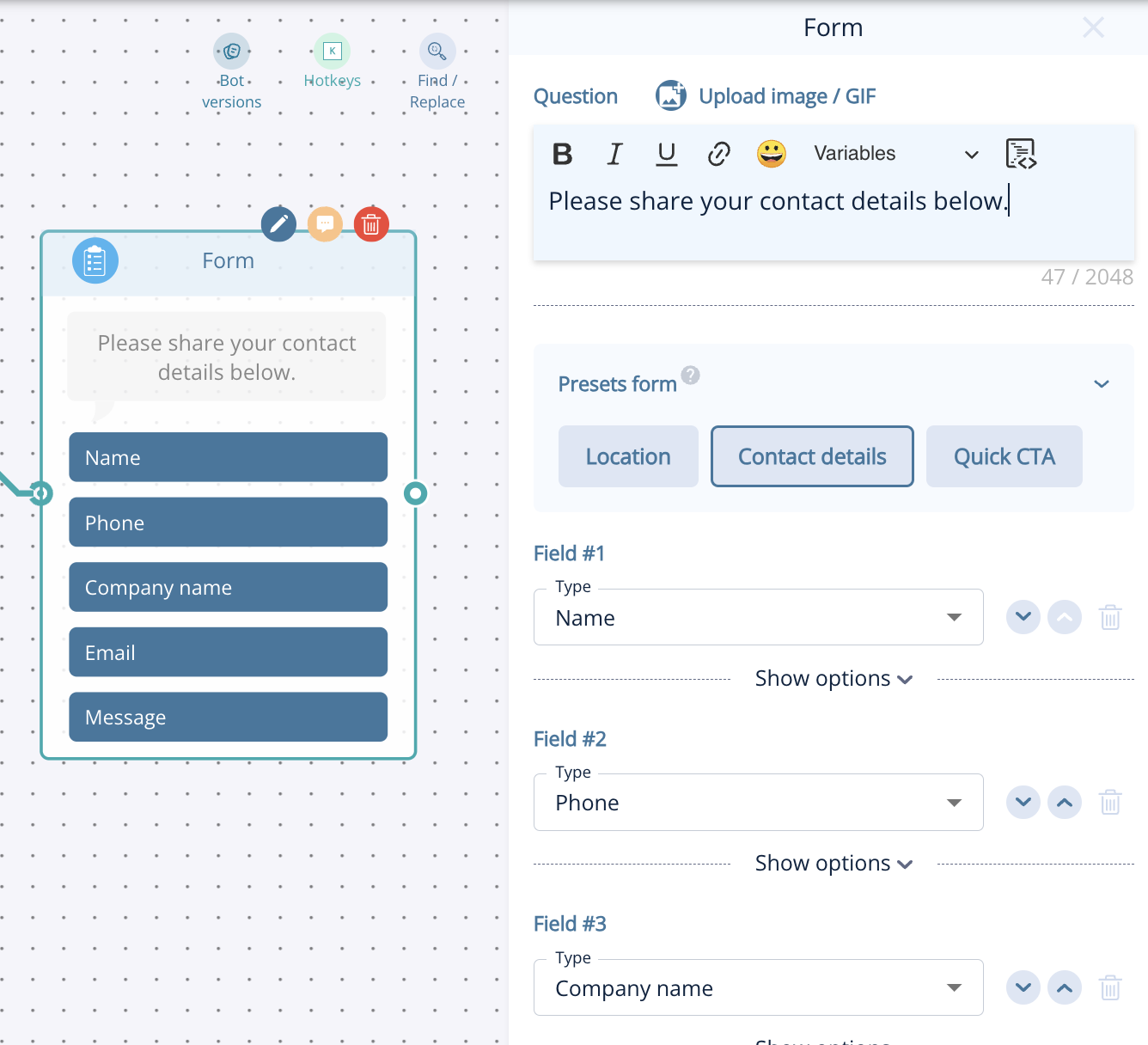 Screen Shot 2024 10 25 at 12.11.23 PM Visual Bot Builder : Bot Editor Nodes Explained