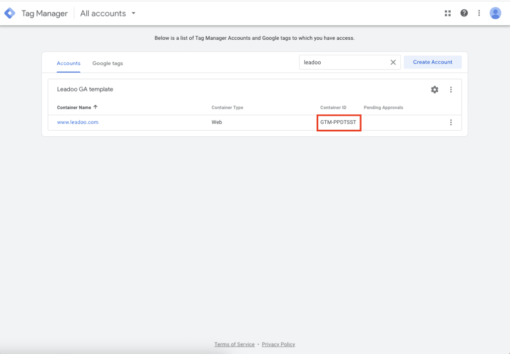 GTM container ID Setting up an integration to Google Analytics 4 using templates