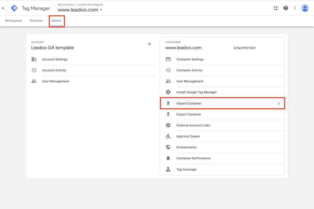 GTM import container Setting up an integration to Google Universal Analytics using templates