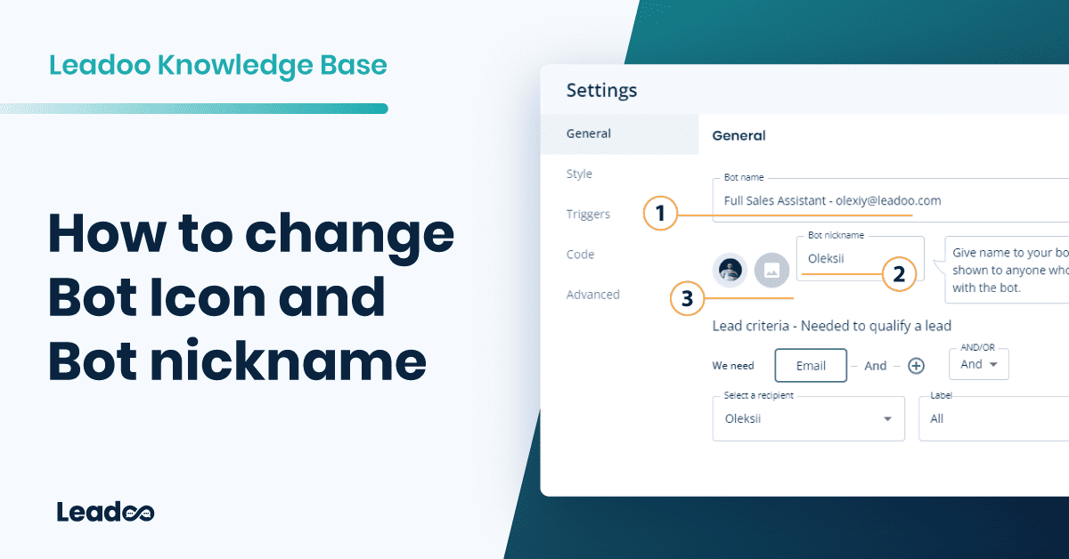 How to change Bot Icon and Bot nickname | Leadoo - Conversion Platform
