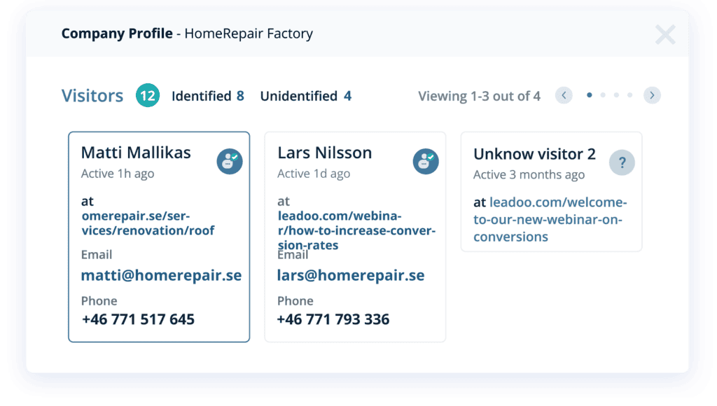 Company Insights Visitor profile linking