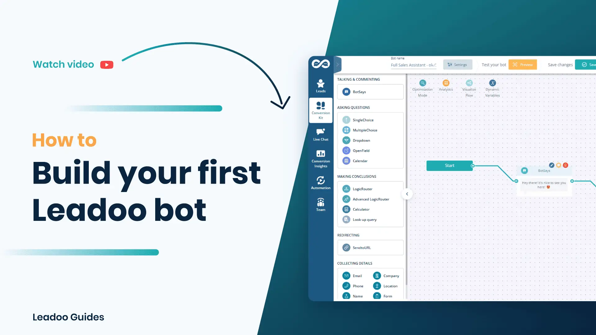 build your first LEadoo bot Preview how to build a leadoo bot How to build your first Leadoo bot + understanding the visual builder
