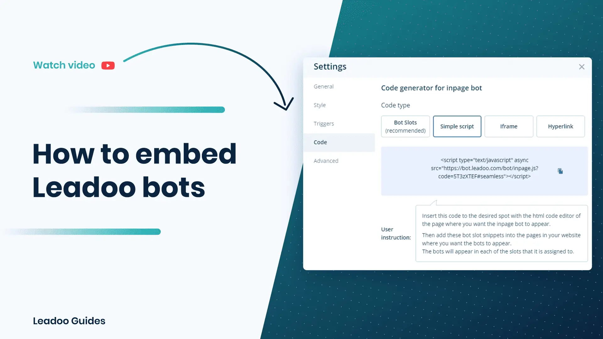 Embed leadoo bots vid How to embed Leadoo bots