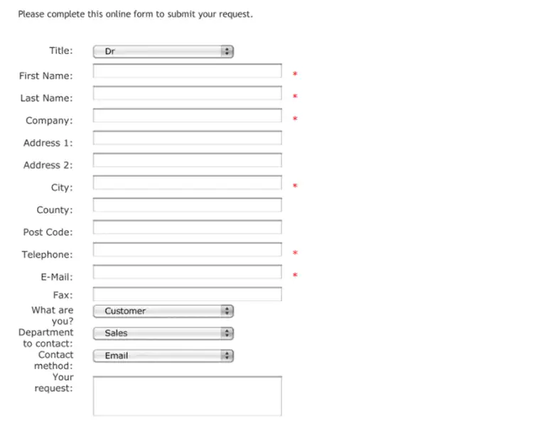 Contact form with too many fields