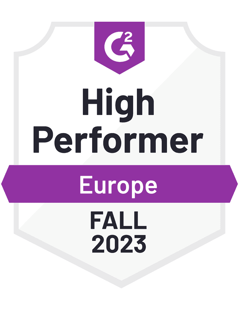 G2 High Performer Fall 2023 Europe Conversational Marketing