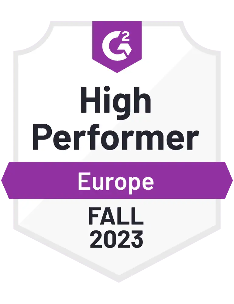 G2 High Performer Fall 2023 Europe Conversational Marketing
