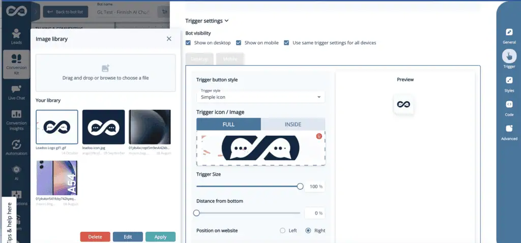 GIFs in the Leadoo Bot Editor