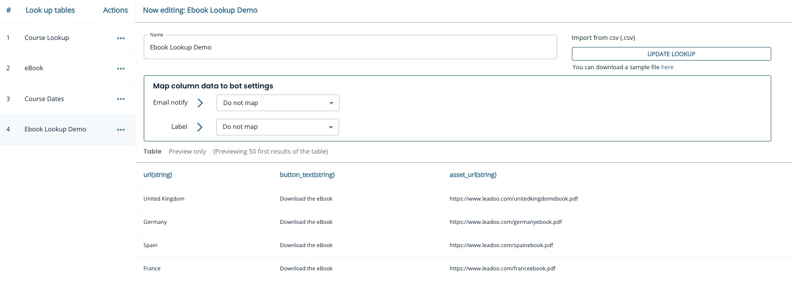 Lookup table 2 Lookup Using Leadoo's Lookup tool to pull information from table