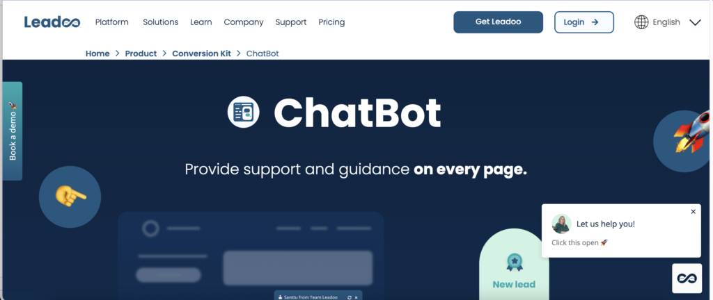 Leadoo chatbot with user prompt