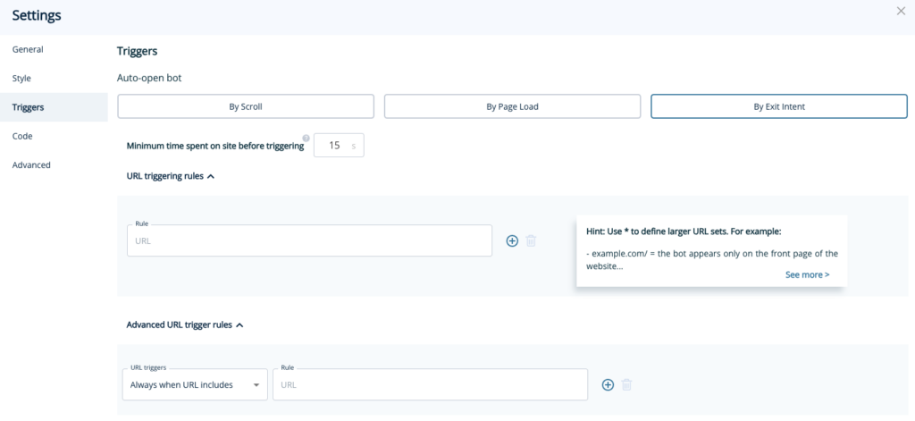 Exit intent triggers How to create an Exit Intent bot