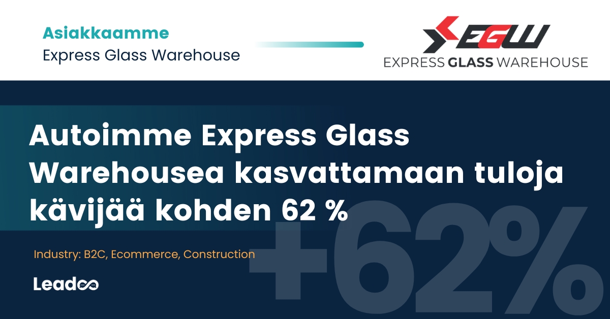 Express Glass Warehouse kasvatti verkkosivukävijän tuottamaa myyntiä 62 %