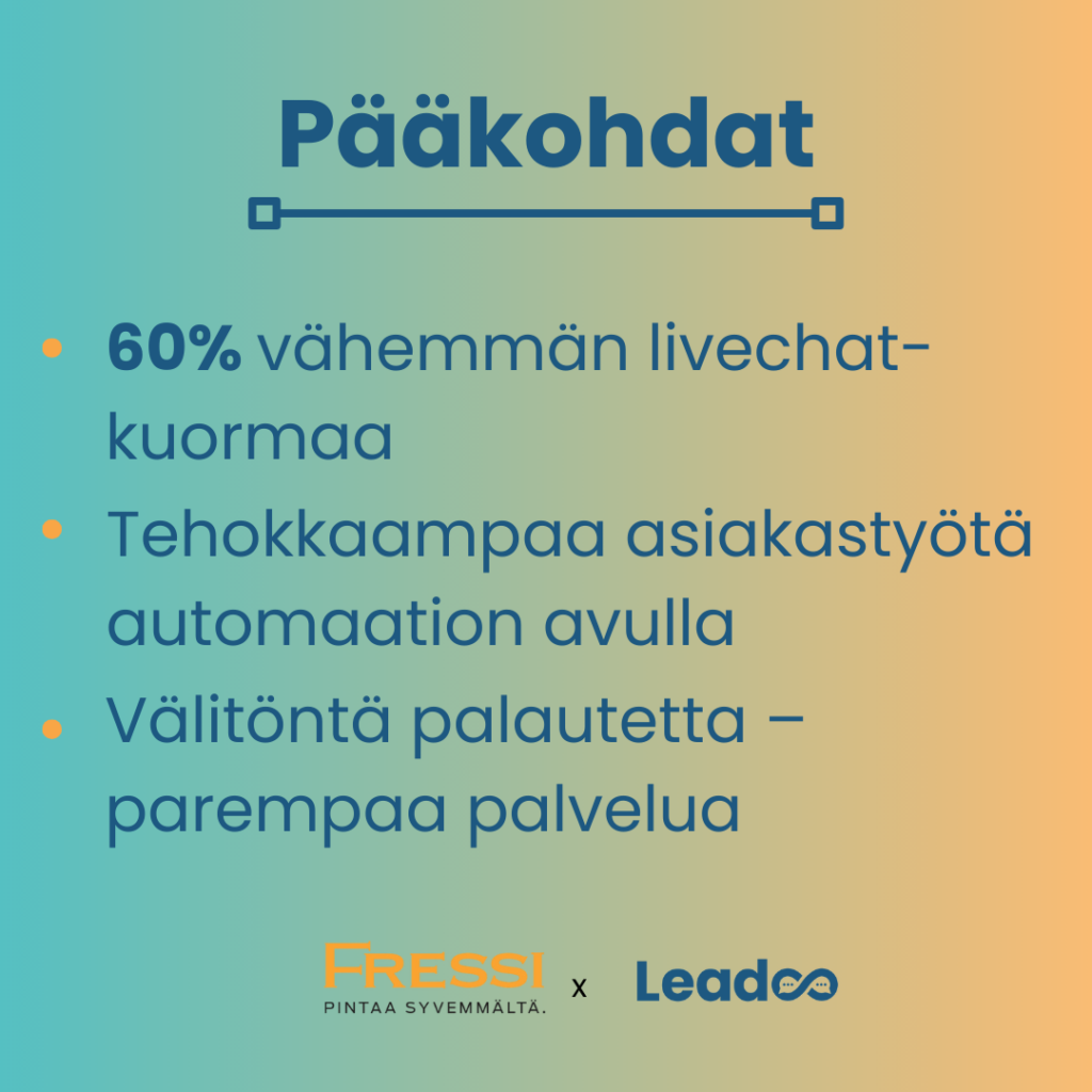 Leadoon avulla saatiin tehokkaampaa asiakastyötä.