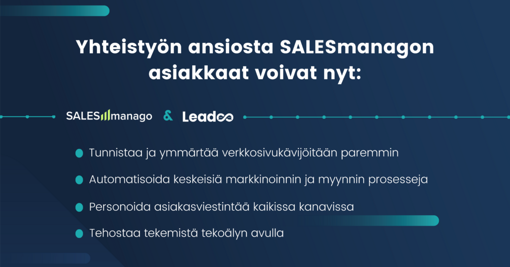 Yhteistyon ansiosta Leadoo nyt myös SALESmanagon asiakkaiden käytettävissä